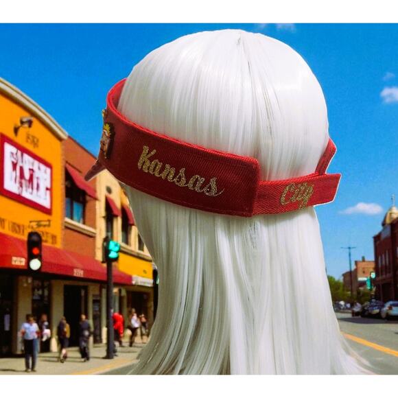 Visor Hat "Kansas City Chiefs" Custom Made Red Visor Cap - Picture 5 of 9